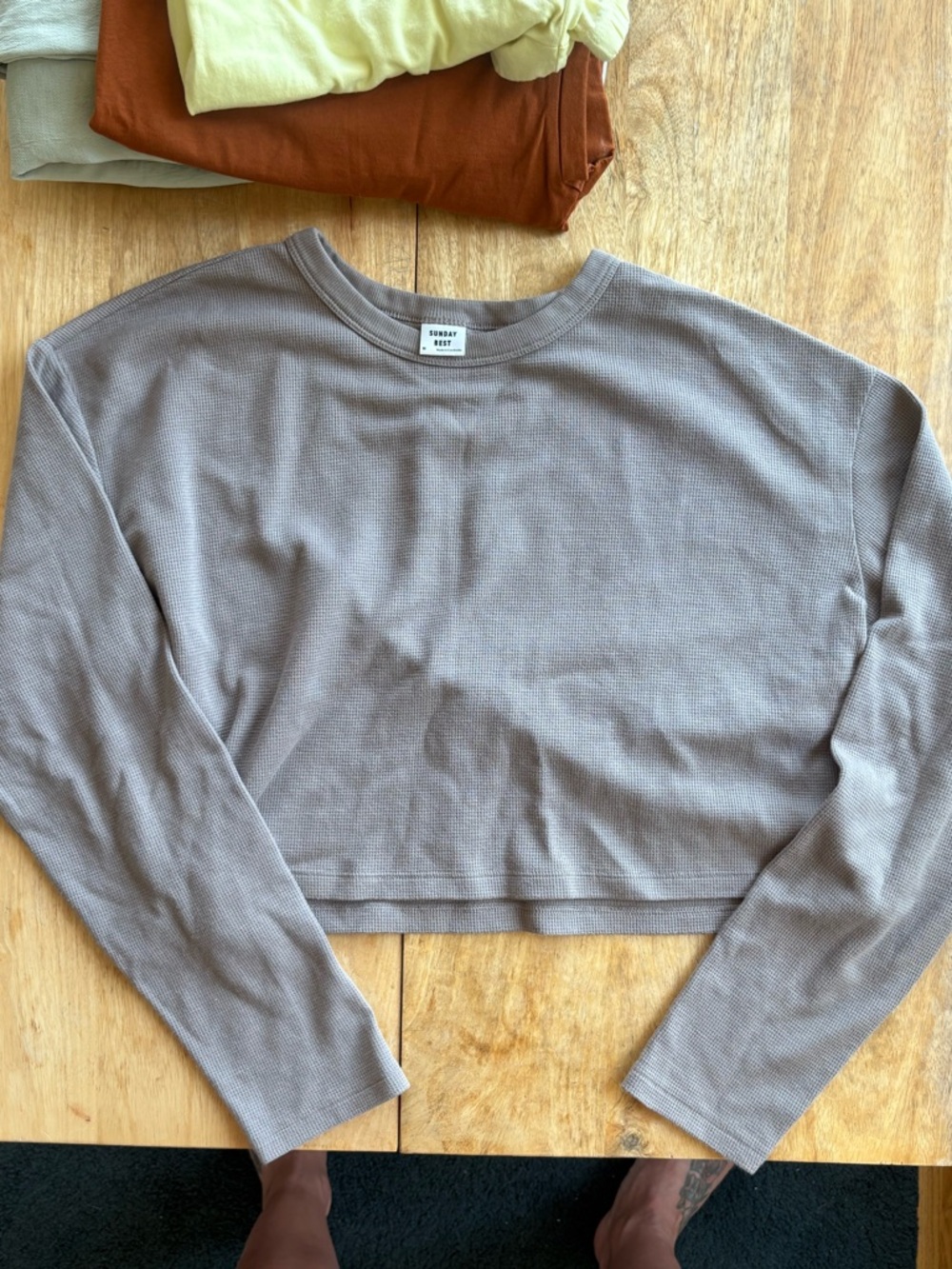 Sunday Best Crop Waffle Knit Top - M